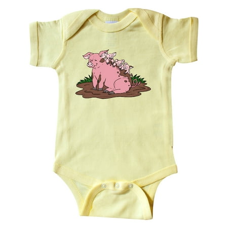 

Inktastic Cute Pig Family Playing in Mud Gift Baby Boy or Baby Girl Bodysuit