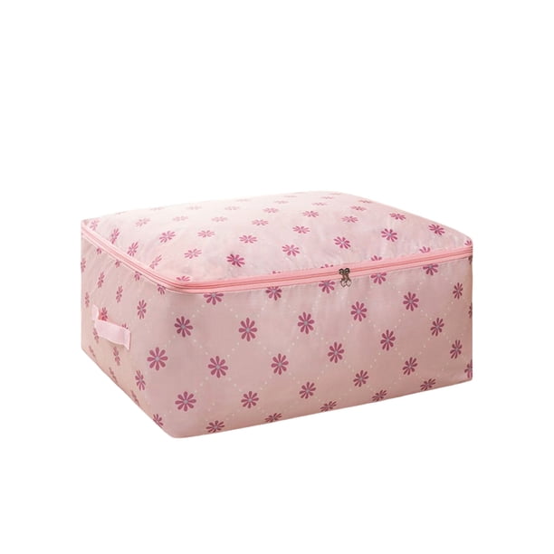 Bearachild Caja organizadora de edredón, bolsa de almacenamiento Oxford, acabado de viaje, contenedor de paquete con cremallera lavable a prueba Almacenamiento y organización del hogar Rosa 60*50*25cm