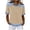 Khaki, variant on JnLxul Striped Tops for Women Short Sleeve Turn down Collar Color Blocked Blouse Tops Casual Loose Summer Trendy Tops