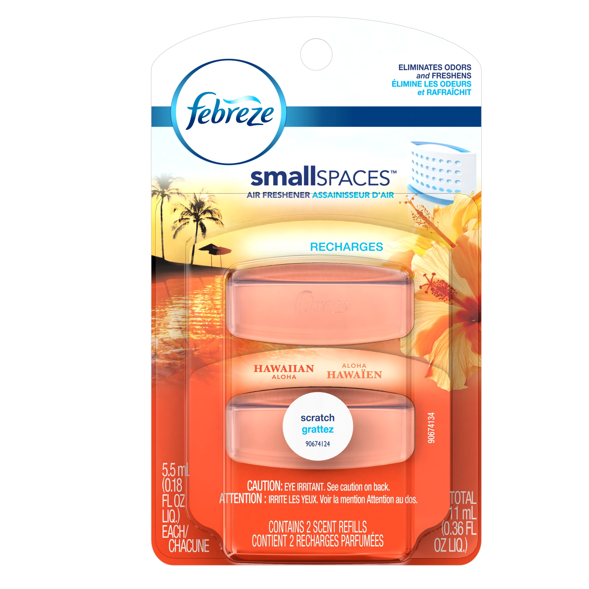 Febreze SmallSpaces Hawaiian Aloha Refills Air Freshener (2 Count, 11