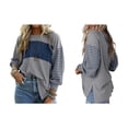 thumbnail image 2 of Blusas de Larga para Mujer, de Gran Tamaño, Modernas, con Cuello Redondo, Informales, con Bloques de Color. Azul Grisáceo XL, 2 of 7