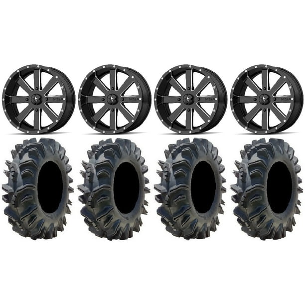 MSA Milled Flash 18" ATV Wheels 34" Terminator Tires Sportsman RZR Ranger