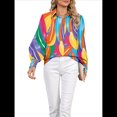 thumbnail image 3 of Blusas Bohemias con Cuello en V y Mangas Farol para Mujer 2025 Flores de Hojas L, 3 of 10