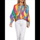 thumbnail image 3 of Blusas Bohemias con Cuello en V y Mangas Farol para Mujer 2025 Flores de Hojas S, 3 of 10