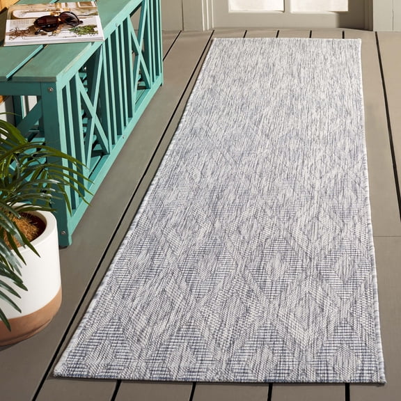 Safavieh Courtyard Teodor Geometric Indoor/Outdoor Runner Rug, Gray, 2'3" x 12'
