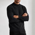 thumbnail image 6 of Zylanna Men Mock Neck Sweater, Long Sleeve Soft Solid Color Warm Pullover Knit Jumper for Daily Wear Black, 6 of 8