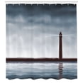thumbnail image 3 of Ambesonne Lighthouse Shower Curtain, Marine Life Theme, 69"Wx75"L, Bluegrey Chocolate, 3 of 3
