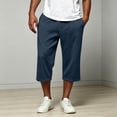 thumbnail image 5 of Hurxie Men's Baggy Sweat Shorts Cotton Long Below Knee Fleece Capri Shorts Athletic Casual 3/4 Pants with Pockets Navy,L, 5 of 7