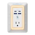 thumbnail image 1 of Protector de sobretensión POWSAF de 5 tomas y 4 puertos USB con luz nocturna, 1 of 7