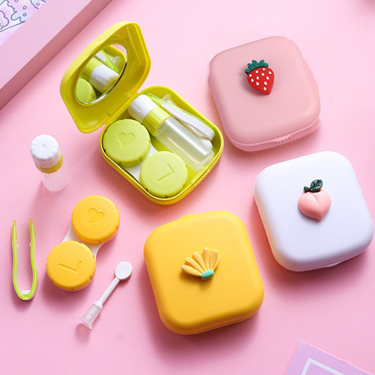 AURORA TRADE Contact Lens Cases, Travel Contact Lens Box with Mirror Tweezers Remover Tool Solution Bottle for Outdoor Office Daily Use