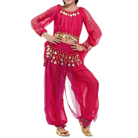 BellyLady Kid Tribal Belly Dance Costume, Harem Pants & Top For Halloween-rose (Best Way To Store Old Dance Costumes)