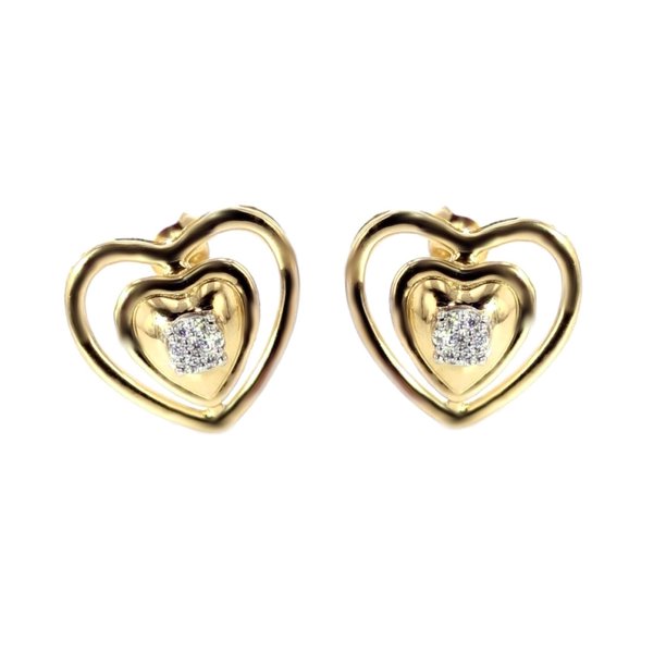 Midwest Jewellery Diamond Heart Earrings Double Heart Womens Diamond