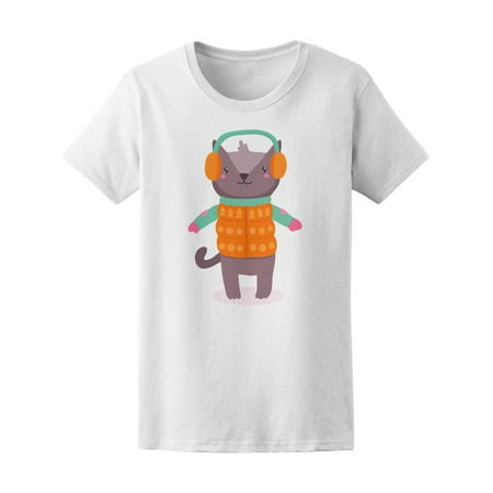 Cat Warm Winter Clothes Mittens Tee Women's -Image by