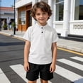 thumbnail image 2 of REDARER Boys Waffle Knit Stand Collar Short Sleeve Henley Shirt Comfortable Casual Sport Top for Kids,8-9 Years, 2 of 7