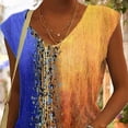 thumbnail image 4 of Mujeres camiseta de verano suelta casual multi color V cuello sin mangas gradiente superior para mujeres niñas, 4 of 7
