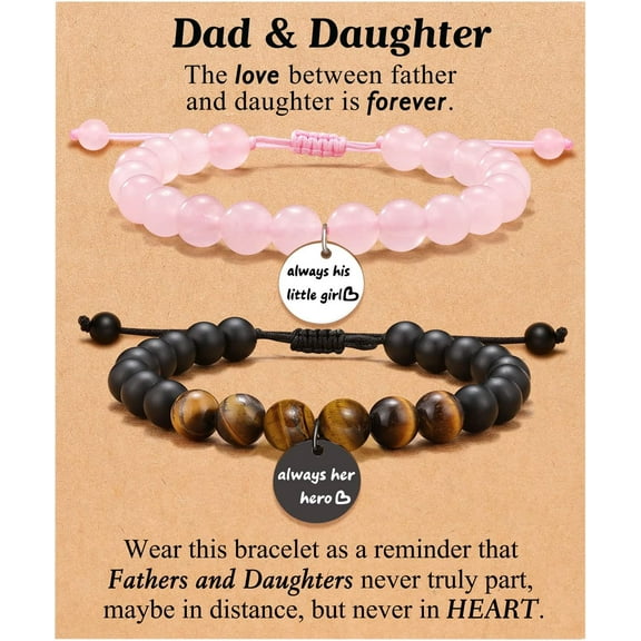 Dad and Daughter Matching Bracelets, Dad Daughter Gifts for Father's Day Birthday Christmas