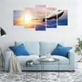 thumbnail image 4 of Aeroplane 5 Panels Acrylic Glass Wall Art, Digitally Generated Image of an Airplane Clouds and Sunset Time, Accent for Living Room, Bedroom, Dorm, 60" x 30", Mauve Almond and Violet Blue, by Ambesonne, 4 of 5
