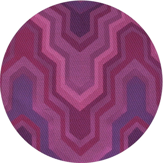 Ahgly Company Machine Washable Indoor Round Transitional Magenta Pink Area Rugs, 6' Round
