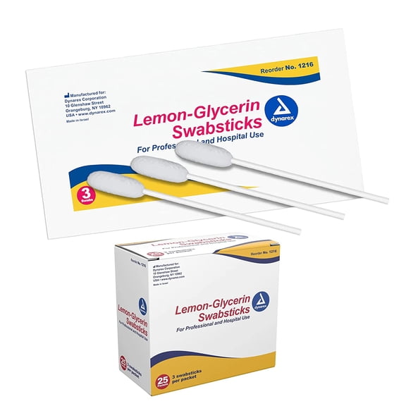 Dynarex Lemon Glycerin Swabsticks, 25 Ea