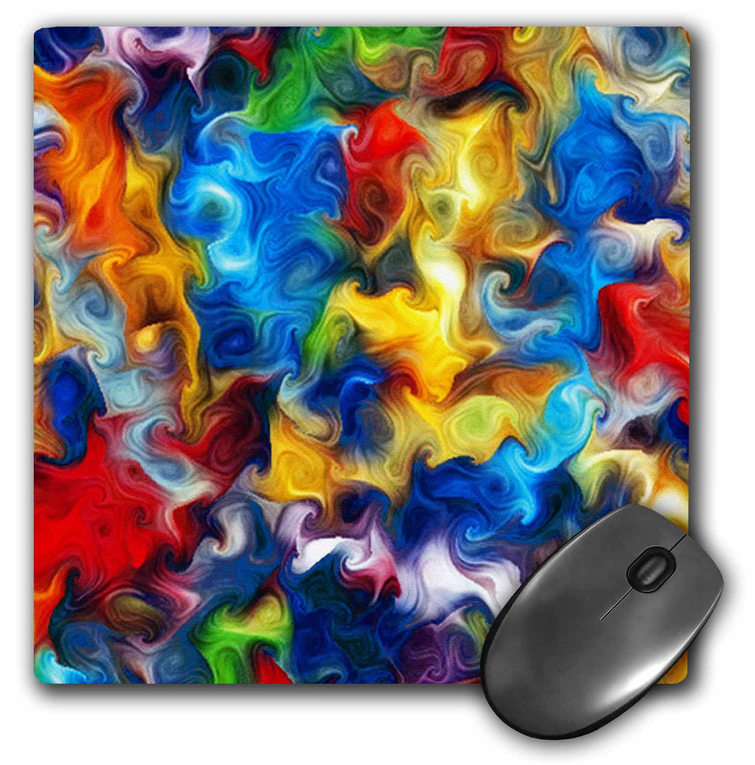 3dRose Colorful swirls abstract, Mouse Pad, 8 by 8 inches