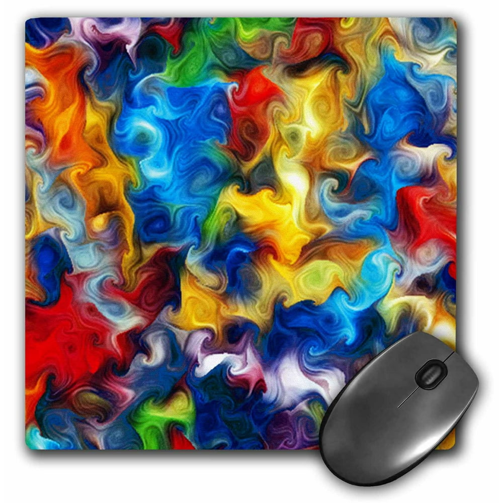 3dRose Colorful swirls abstract, Mouse Pad, 8 by 8 inches