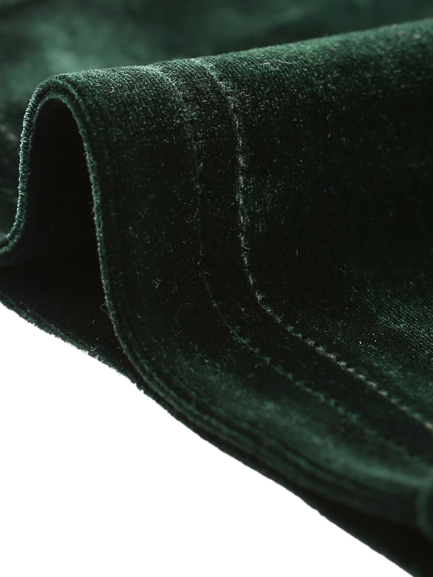 DARING DIVA Women's Elegant Velvet High Waist Trousers Work Pants L Deep Green