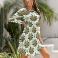 thumbnail image 5 of Fall Dresses for Women 2024, Sloth Sitting Tropical Leaves Womens Fall Dresses Long Sleeve Casual Tie Waist Clothes, Womens Fall Fashion 2024 Midi  Dresses Outfits with Pocket, 5 of 6