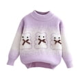 thumbnail image 1 of Pull à Manches Longues Col Rond Motif Filles Garçons Décontracté Tricoté 2-12 Ans Violet, 1 of 4