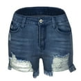 thumbnail image 2 of Cut Off Denim Shorts for Women Frayed Distressed Jean Short Cute Mid Rise Ripped Hot Shorts Comfy Stretchy, 2 of 7