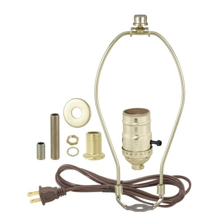 Brass Plated Finish Table Lamp Wiring Kit With 7 Inch Harp