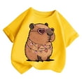 thumbnail image 1 of Tee Shirt Enfant Été Manches Courtes T Shirt Col Rond Imprimé Haut Quotidien Tee Filles T Shirts Jaune 6 Ans-8 Ans, 1 of 4