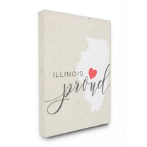 Stupell Illinois Proud with Heart Stretched Canvas Wall Art 16 x 20