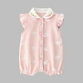 thumbnail image 2 of ZACPNCV Baby Girl Romper Short Sleeve Baby Bodysuit Pleated Romper Jumpsuit Infant Girl Clothes Pink 6-9 Months, 2 of 3