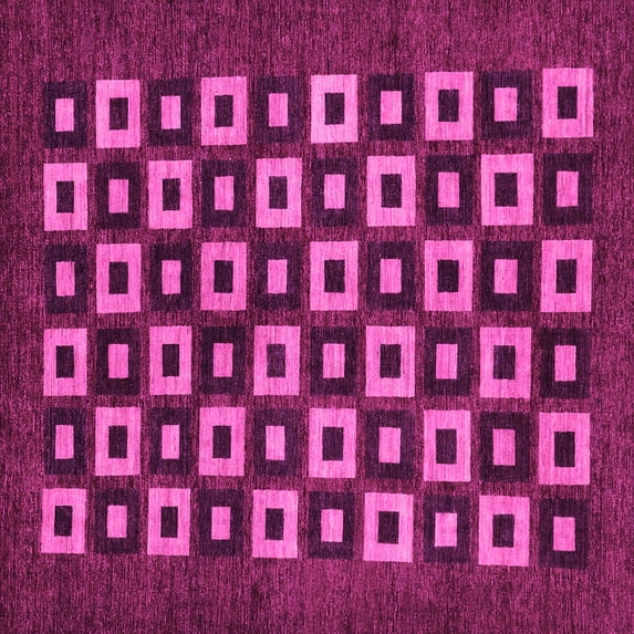 Ahgly Company Indoor Square Checkered Pink Modern Area Rugs, 4' Square