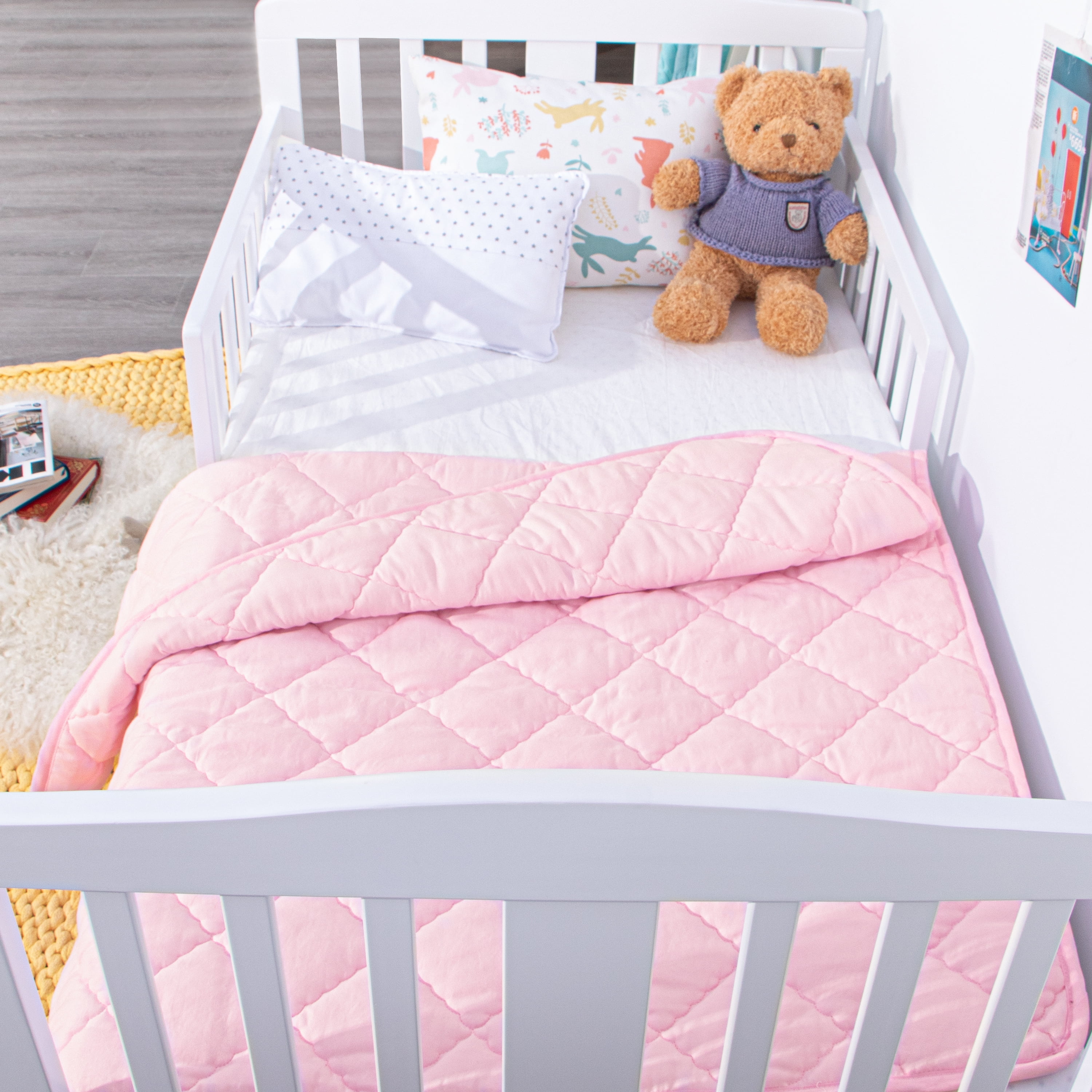 Lightweight and Warm Solid Color Baby Crib Quilted Blanket 39 x 47 inches NTBAY Down Alternative Toddler Comforter Pink 