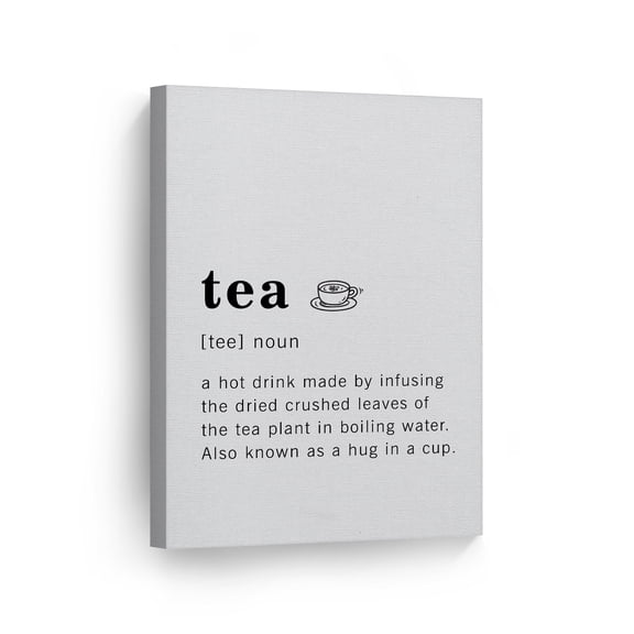 Smile Art Design Funny Noun Dictionary Definition of Tea Canvas Print Inspirational Quote Sign Office Living Room Bedroom Bathroom Wall Decor Wall Art Home Decor Ready to Hang Made in USA 12x8