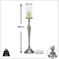thumbnail image 4 of Old World Luxurious Grand Hotel Pillar Candle Holder With Glass Sleeve, Silver Aluminum Nickel, 34.5 Inches Tall, Includes Stand and Glass Sleeve, 4 of 7