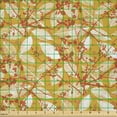 thumbnail image 2 of Ambesonne Autumn Fabric by the Yard Microfiber, Fall Leaf Silhouettes, 5 Yards, Marigold Orange White, 2 of 2