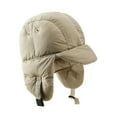 thumbnail image 2 of Gorro con orejeras, gorra de béisbol de moda para mujer, gorro con visera, relleno grueso. Caqui, 2 of 9