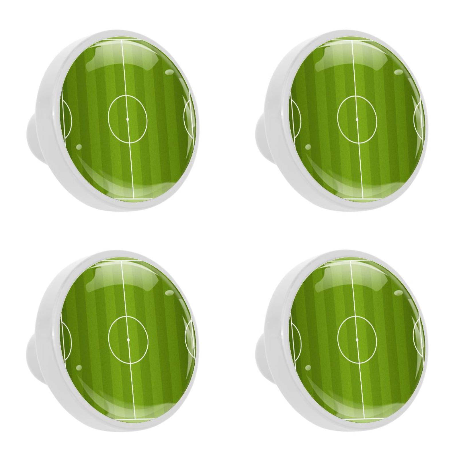 Ownta 4Pcs Kitchen Knob Round Sport Football Field Green Knobs
