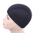 thumbnail image 2 of 2 PCS Black Dome Caps Wig Caps for Wig Making Stretchable Hairnets Wig Cap with Wide Elastic Band (Dome Cap L), 2 of 5