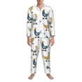 thumbnail image 3 of Salouo Farm Roosters Print Button-Front Long Sleeve Pajama Set for Men, Soft 2Pjs Men's Long Sleeve Sleepwear-XX-Large, 3 of 7
