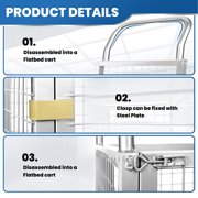 2200LBS Heavy Duty Trolley, 4-in-1 Stainless Steel Trolley with Removable Wire Mesh Net Cage for Warehouse Moving