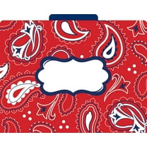 Barker Creek Designer File Folders Set of 12, Bandana, Colorful Bandana Pattern on Outside, Rich Navy Blue on Inside, Letter Size, 1/3 Cut Tabs, 12-Pack, Home, School and Office Supplies (1303)