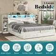 thumbnail image 5 of Merluxy Full Size Lift Up Storage Bed Frame with Bookcase Headboard & Charging Station, White, 5 of 10