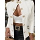 thumbnail image 4 of Cárdigan de Punto con Estampado de Rombos para Mujer, Abrigo Corto Ligero, Cuello Alto, Larga, Botones Metálicos, Chaqueta de Otoño L, 4 of 7