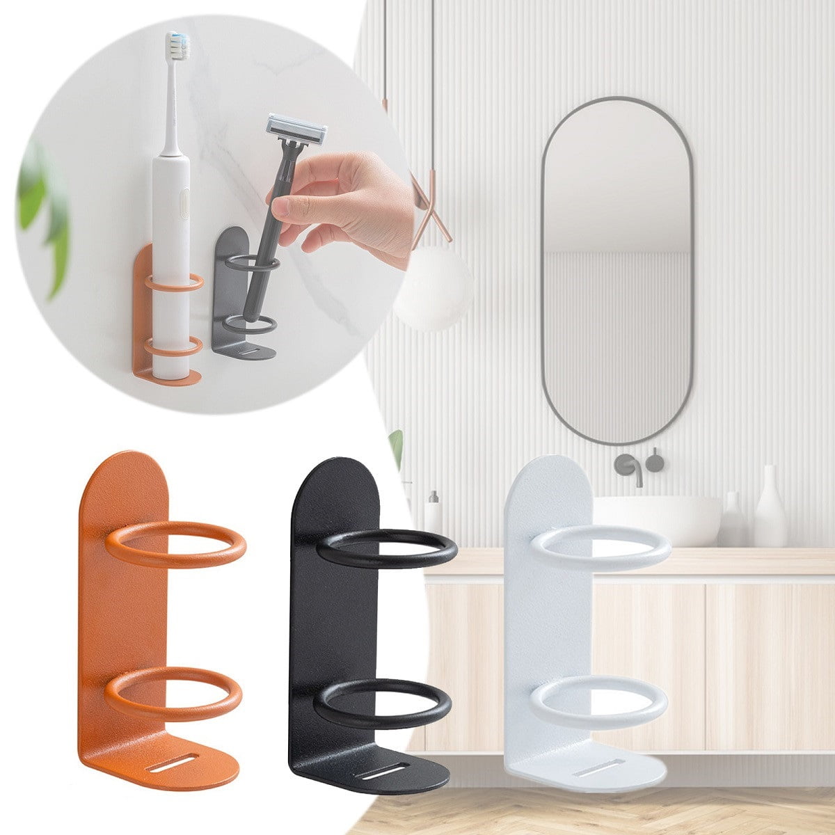 Electric Toothbrush Holder Wall Suction for Bathroom Adhesive Stainless Steel 