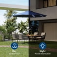thumbnail image 5 of 10FT Patio Umbrella with Solar Lights, Outdoor Market Table Umbrella, 40 LED, Alloy Steel Frame, 8 Ribs, Tilt Crank, UV Resistant, Waterproof, Garden, Deck, Pool, Backyard, Navy Blue, 5 of 7