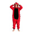 thumbnail image 3 of Ruyang Kids Plush Hooded Jumpsuit Dinosaur Button Down Long Sleeve Bodysuits with 3D Spiked Tail Boys Girls Animal Theme Party Outfit, 3 of 9