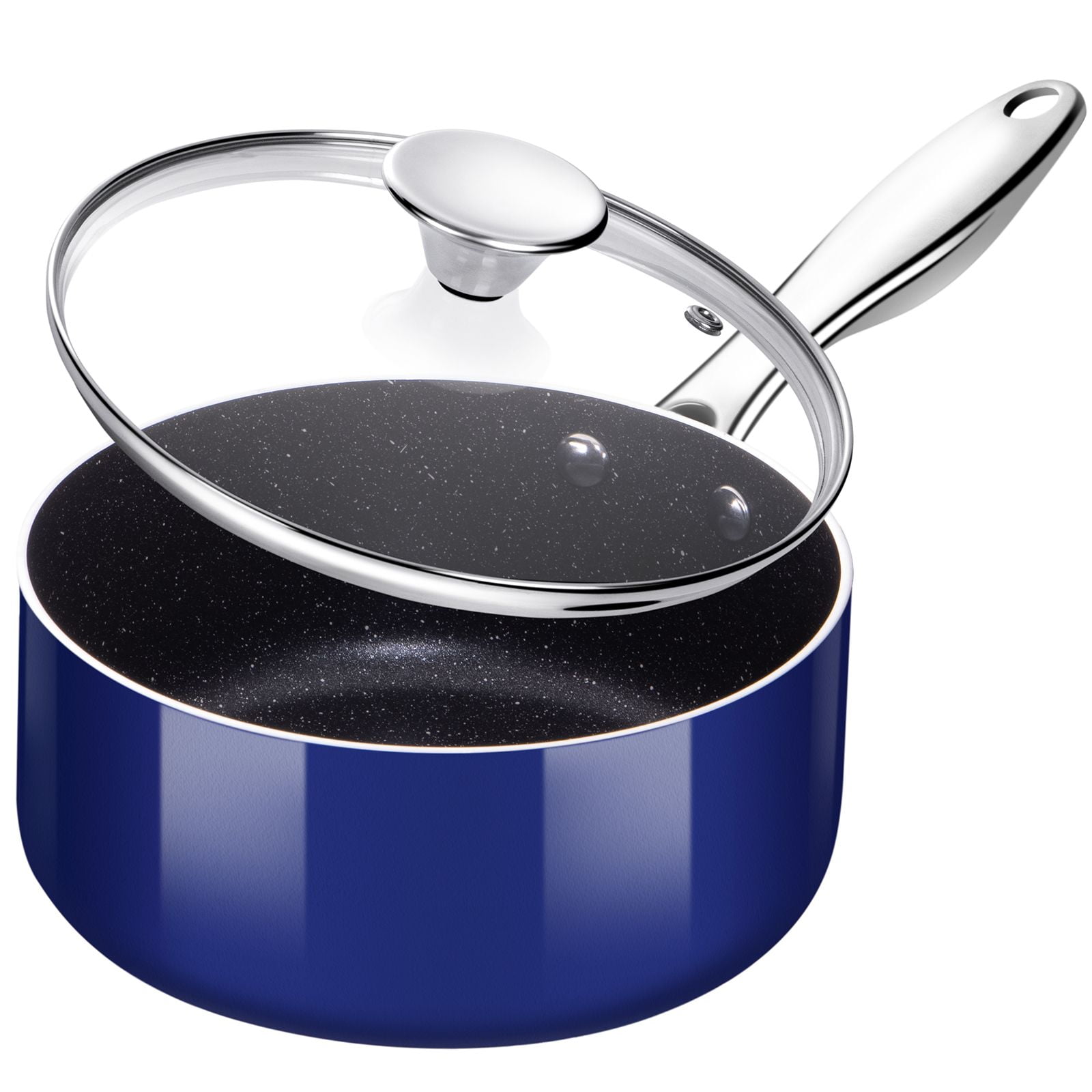 Small Saucepan with Lid, E-far Stainless Steel Max Capacity 2 Quart Sauce  Pot with Glass Lid for Cooking, Easy Clean & Rust Free, Dishwasher Safe